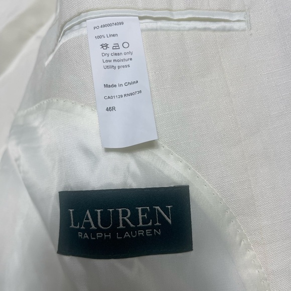 Lauren Ralph Lauren 100% Linen Men's Blazer set Beige Sz 46R Coastal Prep - Picture 5 of 9
